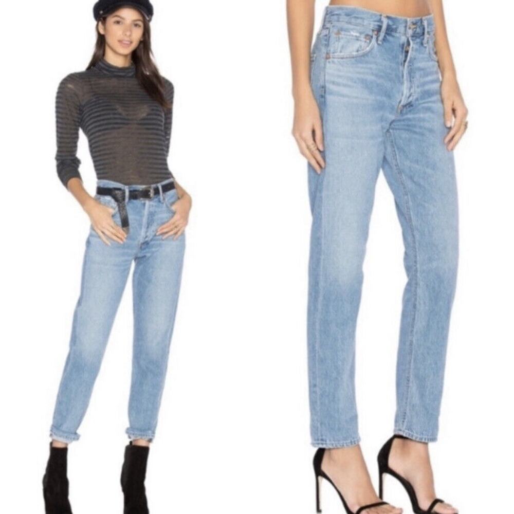 AGOLDE •30• Jamie High Rise Straight Leg Jeans Light Wash Brooklyn Revolve $235